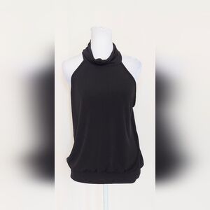 Kristin Nicole Banded Bottom Cowl Neck Knit Halter Top Black Size Small